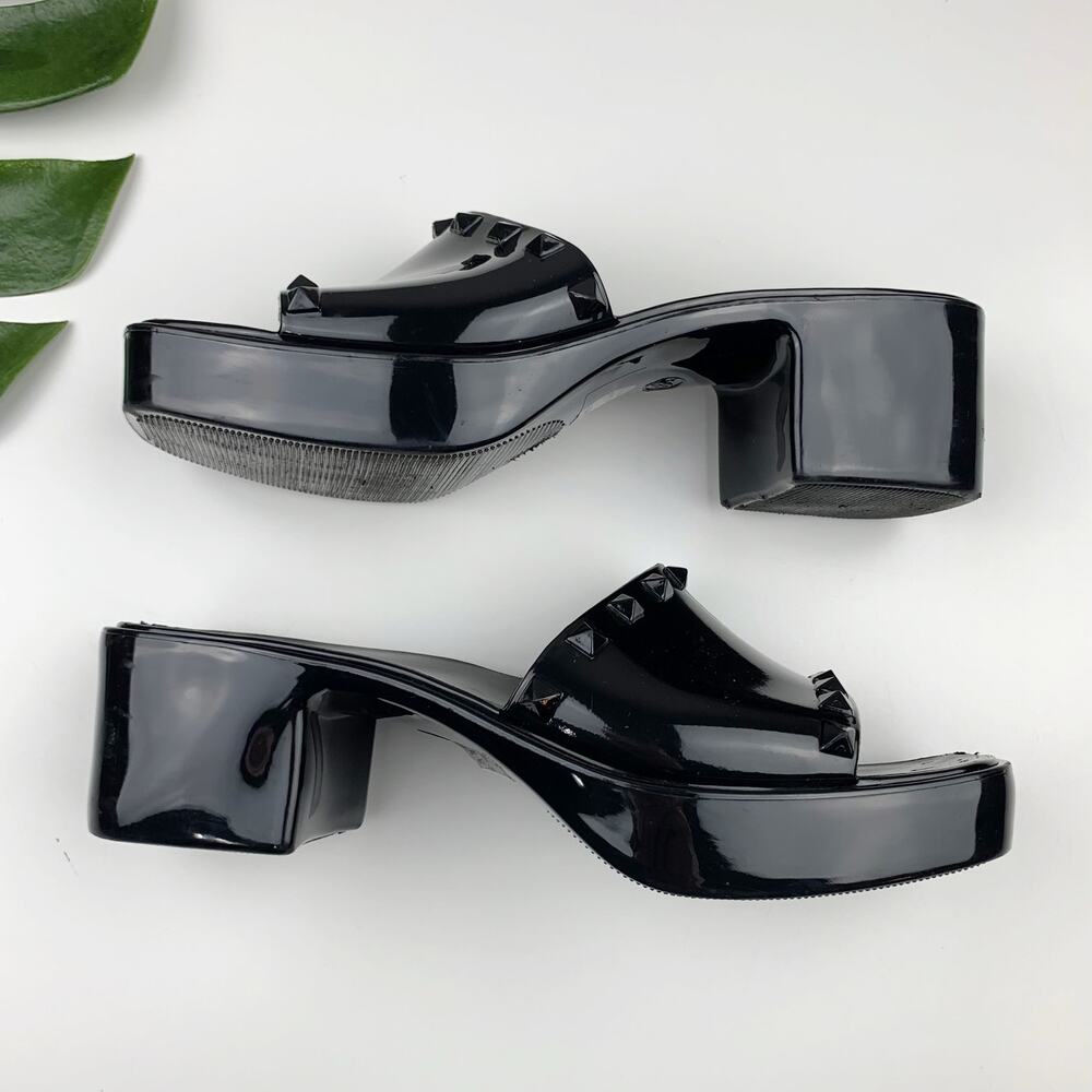 Madden Girl Paccer Sandals Chunky Black Jelly Platform Slides Women's 8.5 - Picture 6 of 11